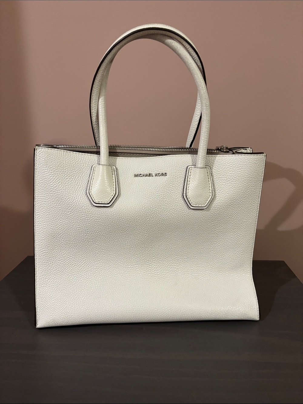 Michael Kors White Leather Pebbled Tote - Picture 2 of 8